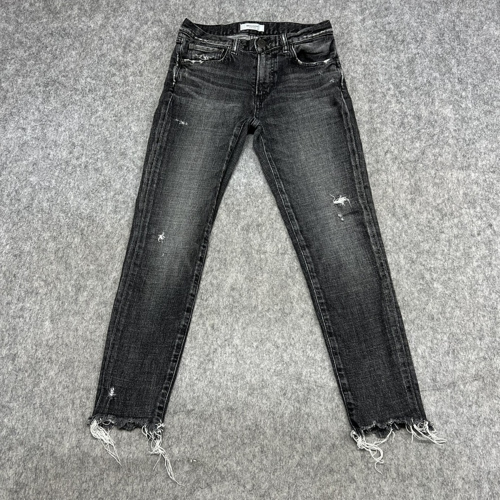 Moussy Vintage Jeans‎ Womens 26 Gray Mid Rise Skinny Distressed Raw Hem Japan